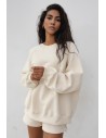 Bluza o luźnym kroju z haftem - beżowa