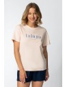 T-shirt z nadrukiem z przodu - brzoskwiniowy
