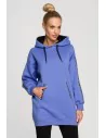 Bluza oversize z lampasami i kapturem - jasnofioletowa