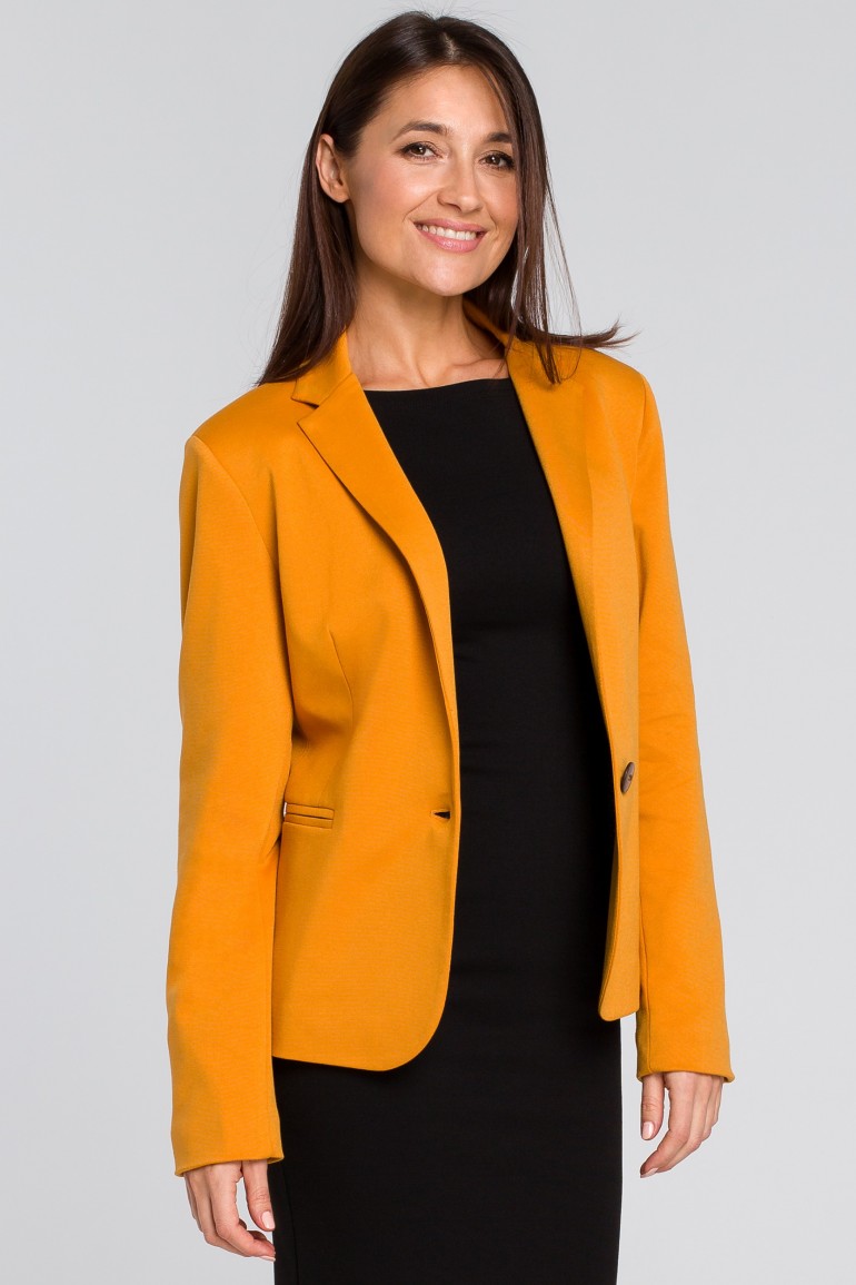 CM4142 Krótki stylowy zapinany żakiet - żółty