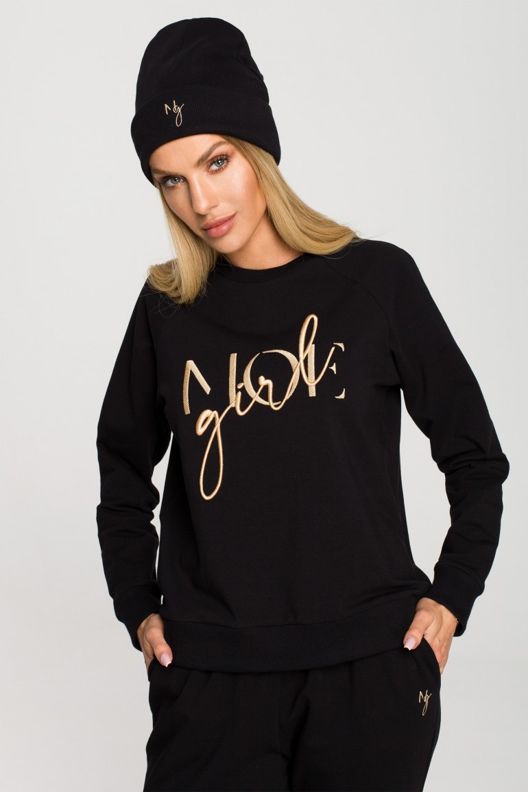 CM6853 Czapka beanie z haftem - czarna