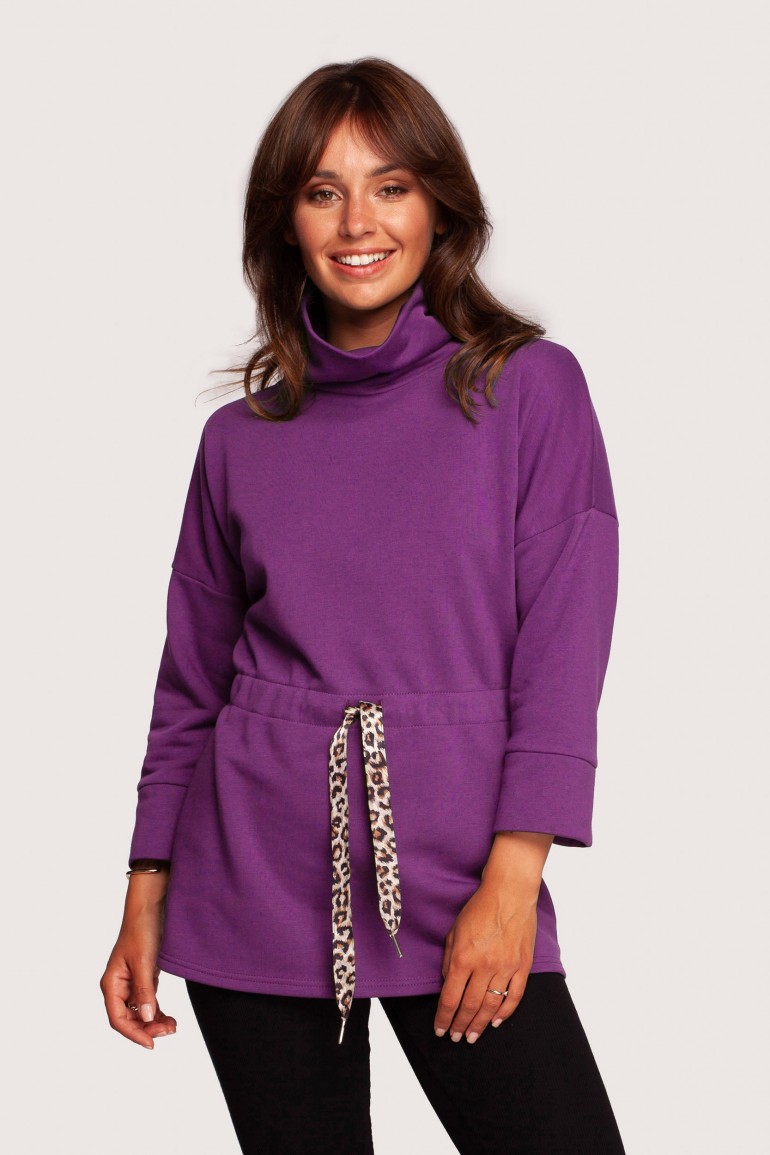 CM6862 Bluza z golfem o przedłużonym kroju - purpurowa