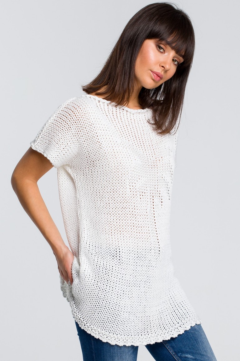 CM4147 Sweter z palmą - biały