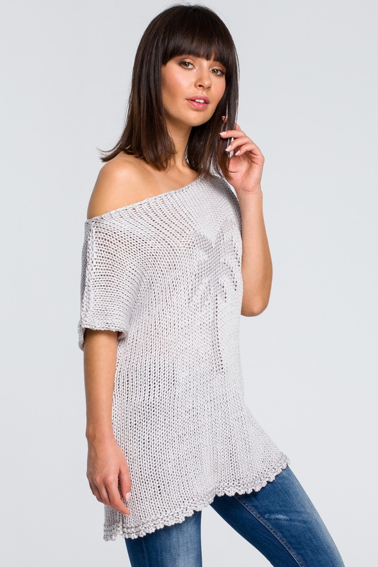 CM4147 Sweter z palmą - szary