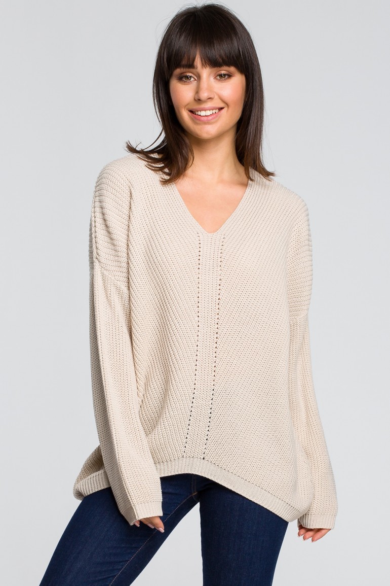 CM4153 Sweter asymetryczny - beżowy