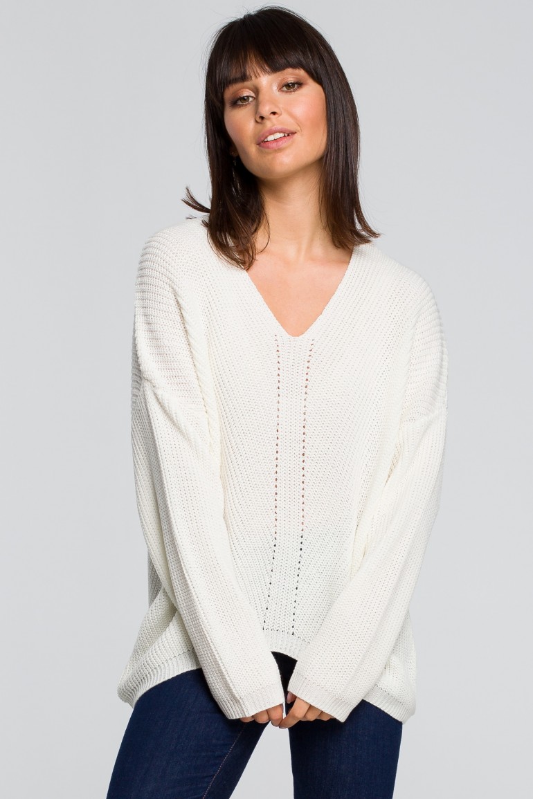 CM4153 Sweter asymetryczny - ecru