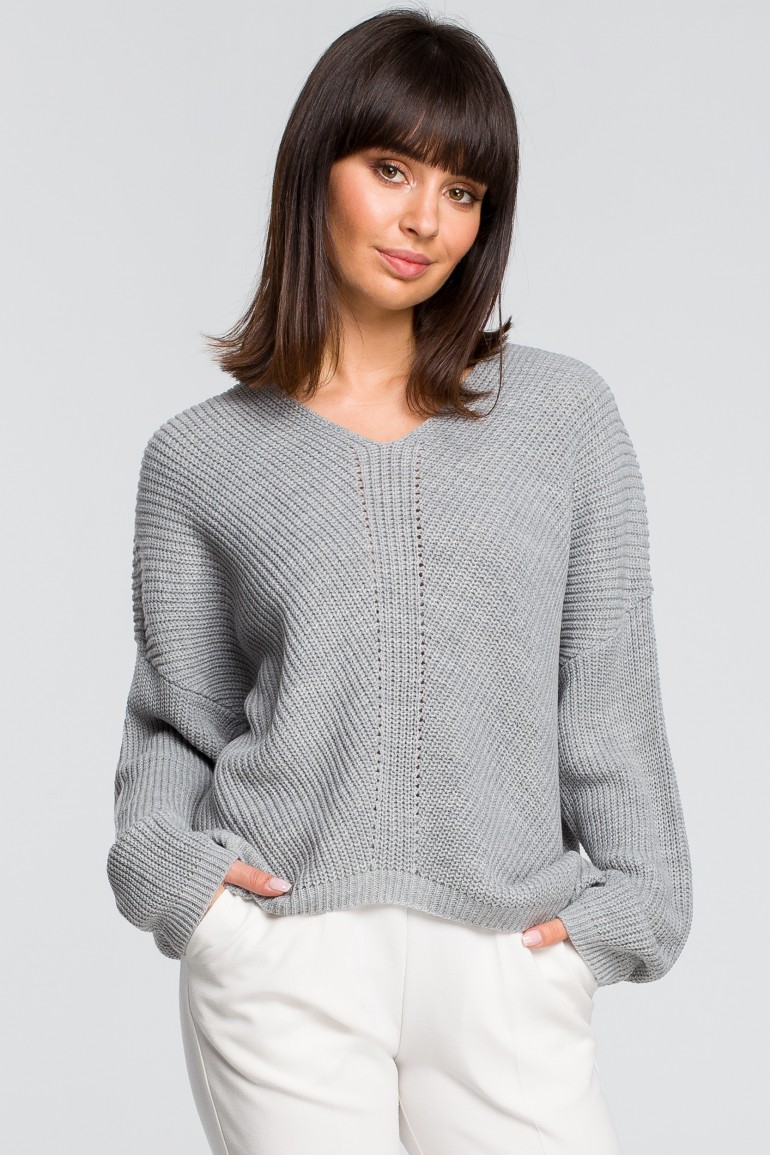 CM4153 Sweter asymetryczny - szary
