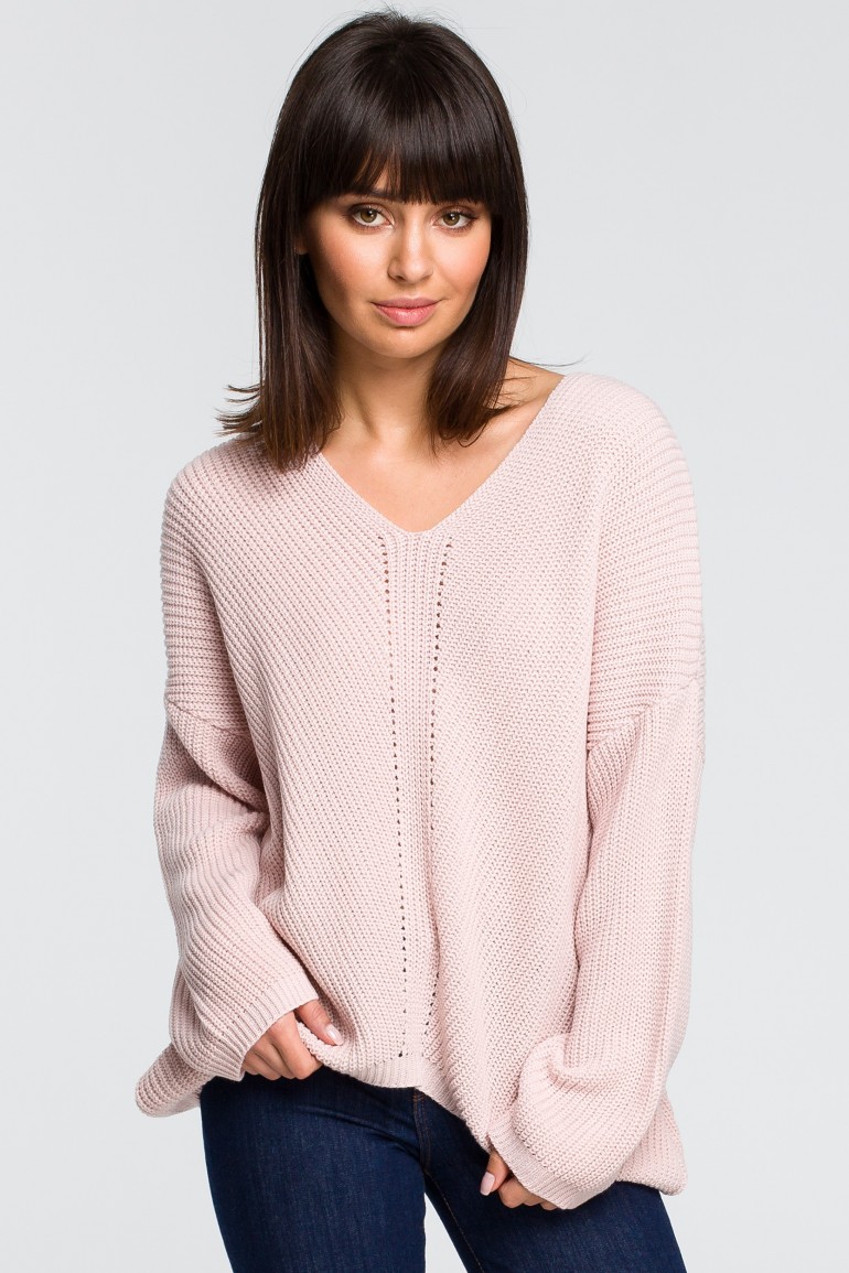 CM4153 Sweter asymetryczny - różowy