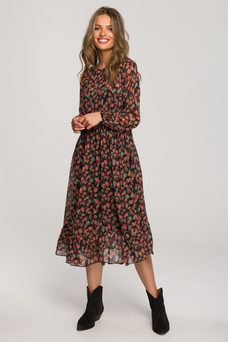 CM6918 Sukienka szyfonowa z nadrukiem - model 2