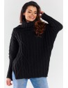 Sweter oversize z golfem - czarny