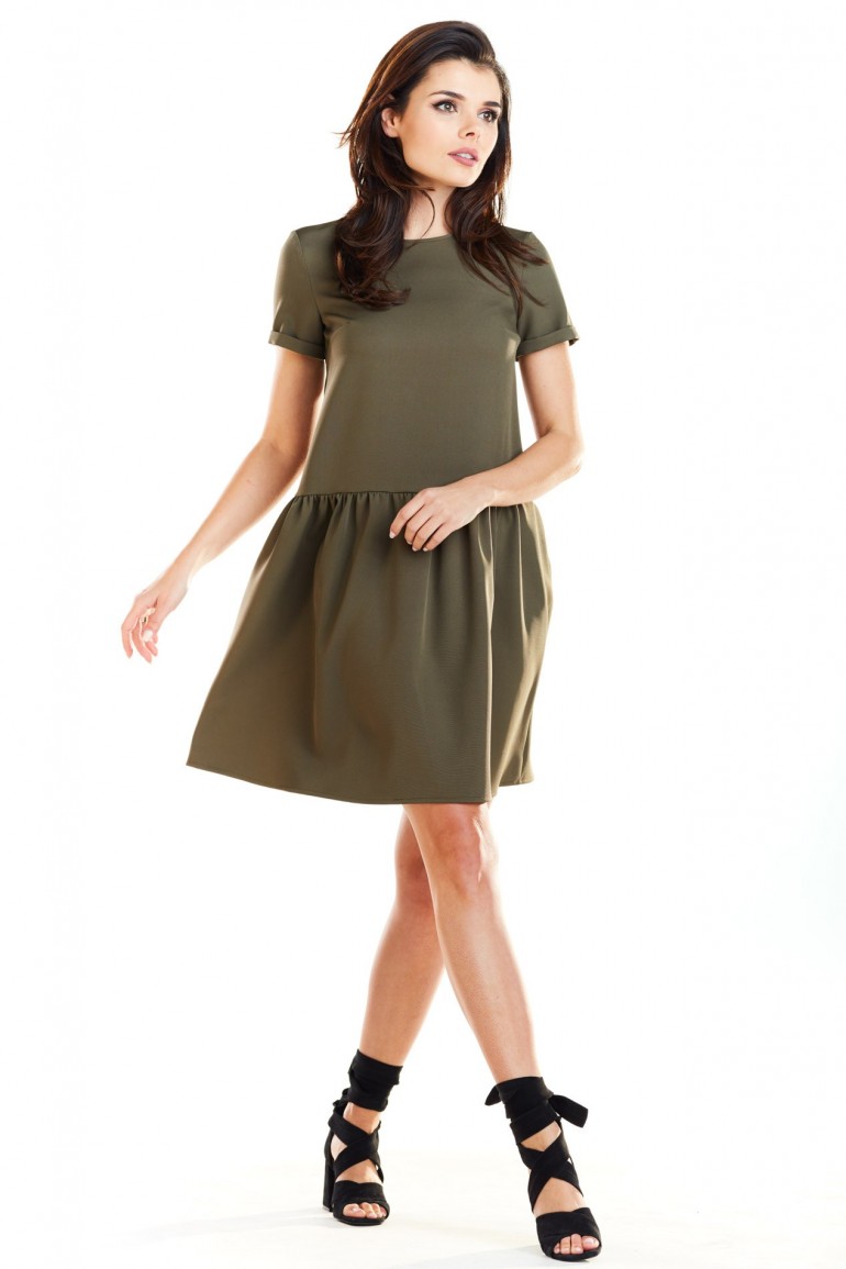 CM4188 Sukienka mini z odcięciem w talii - khaki