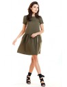 Sukienka mini z odcięciem w talii - khaki