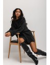 Sweter typu oversize z okrągłym dekoltem - grafitowy