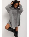 Sweter typu oversize z okrągłym dekoltem - szary