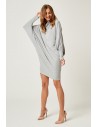 Sukienka oversize z rękawami kimono - szary melanż