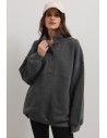 Bluza o kroju oversize z napami - grafitowa