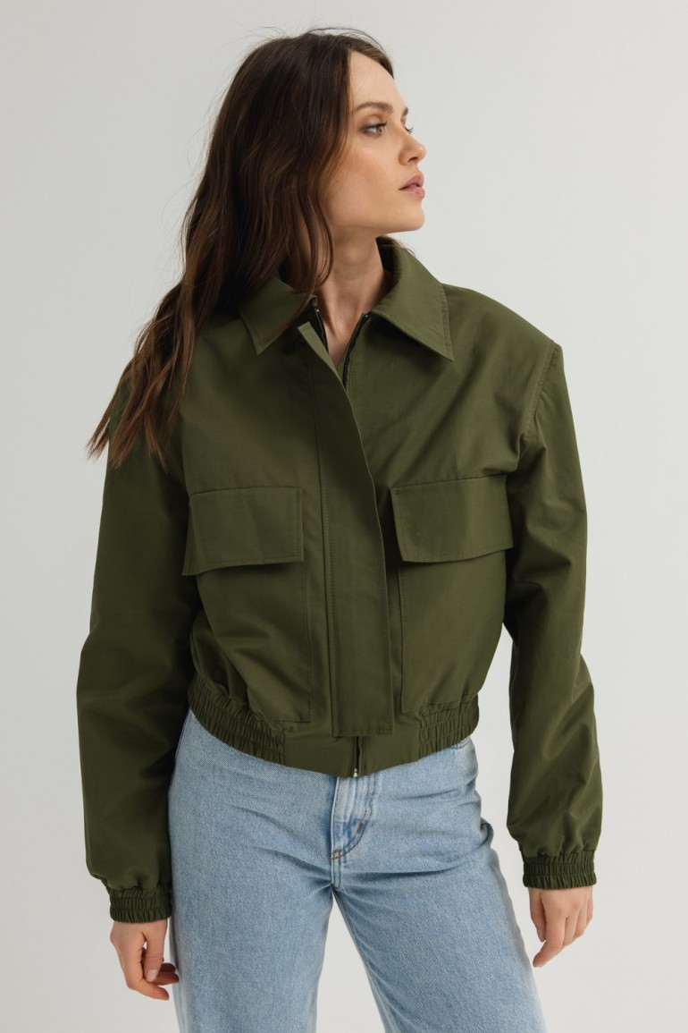 CM7128 Krótka kurtka bomberka - khaki