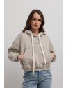 Bluza o krótkim kroju z kapturem - beżowa