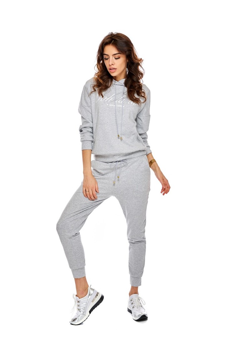 CM4301 Elegancka bluza z kapturem - szara