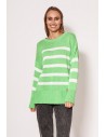 Lekki sweter w paski - seledynowy
