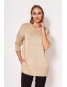 Sweter z rozcięciami na udach - beżowy