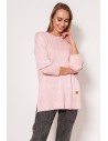 Sweter z rozcięciami na udach - różowy