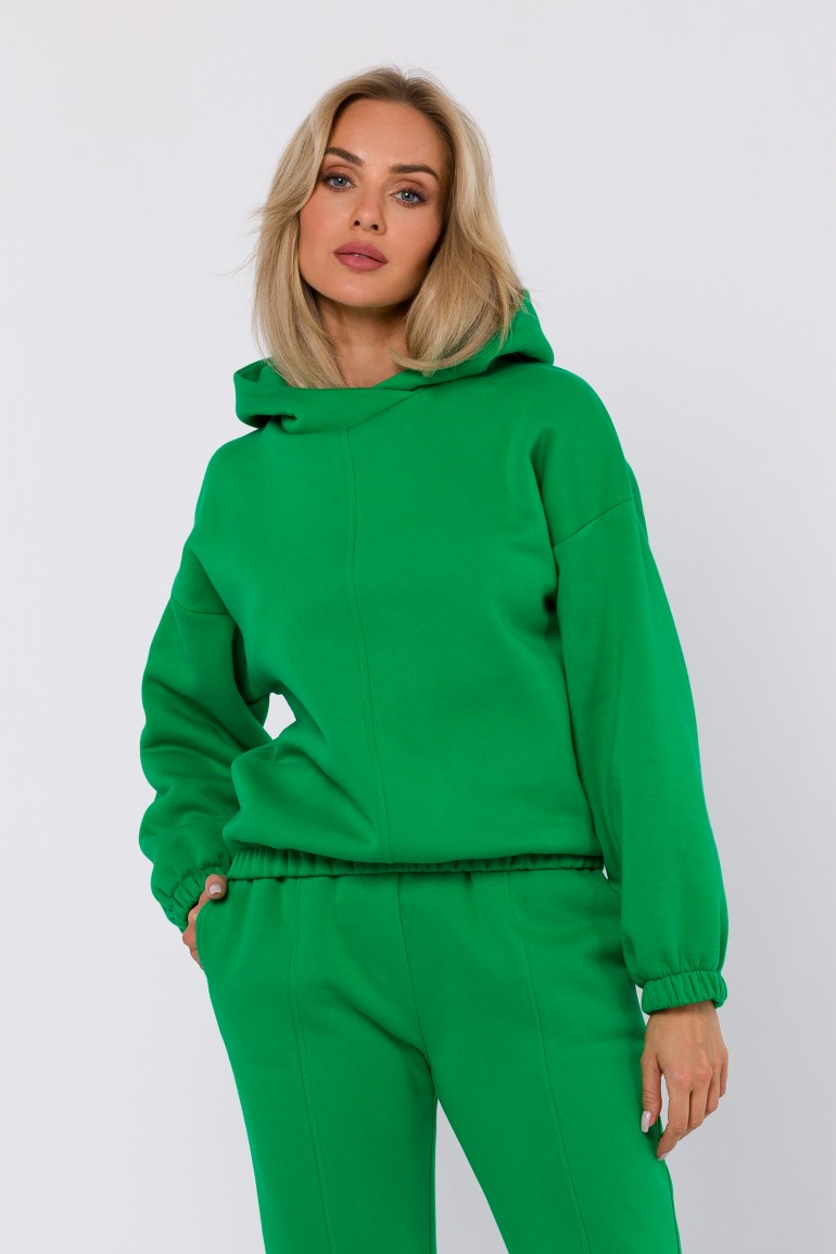 CM7611 Bluza dresowa z kapturem - soczysto-zielona