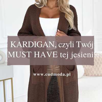 Idealny kardigan na jesienne dni 🍂
Długi, luźny fason z praktycznymi kieszeniami to must-have w każdej garderobie. Miękka dzianina otula ciepłem i wygodą, a uniwersalny krój sprawdzi się zarówno w casualowych stylizacjach z jeansami, jak i narzucony na sukienkę w bardziej eleganckim wydaniu.

Dostępny w dwóch ponadczasowych kolorach: czekoladowym i beżowym 🤎🤍

#cudmoda #sweter #sweterdamski #swetrydamskie #jesiennamoda #stylowakobieta
