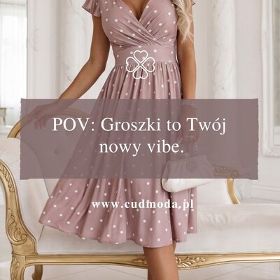 Dziewczęca, lekka i totalnie urocza 😍

Rozkloszowany fason pięknie układa się w ruchu, a groszki dodają całości retro klimatu, który nigdy nie wychodzi z mody 💫 Krótki rękaw i kobiecy krój sprawiają, że to model, który wygląda lekko, świeżo i bardzo stylowo - dokładnie tak, jak lubimy ❤️

#cudmoda #sukienka #modadamska #sukienki