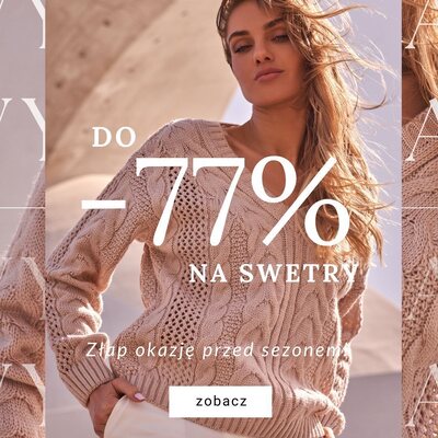 SWETRY aż do -77% TANIEJ! 🤯 Właśnie ruszyliśmy z mega promocją, w której mnóstwo swetrów, czapek, szalików i sukienek swetrowych kupisz w dużo niższej cenie! To doskonała okazja, by odświeżyć garderobę i przygotować się na jesienną aurę. 🍂 Warto się pospieszyć - ilość sztuk jest ograniczona. 😉

#cudmoda #sweternajesień #swetry #swetrydamskie #wyprzedażswetrów #modadamska